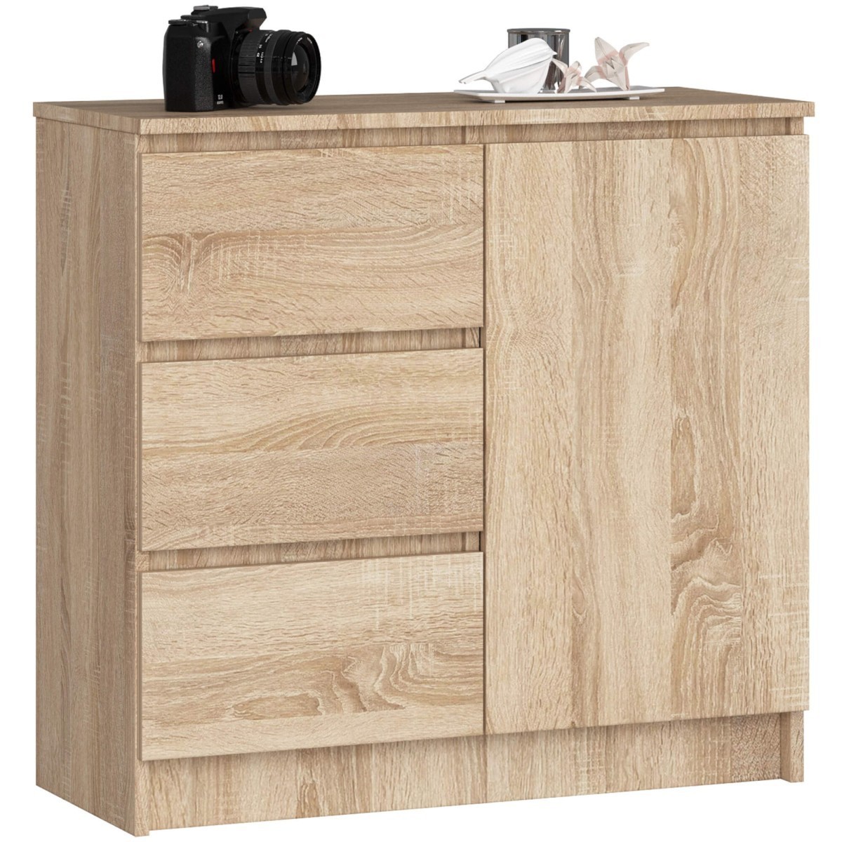 Komoda JERRY K 80 cm 1 dveře 3 zásuvky dub sonoma