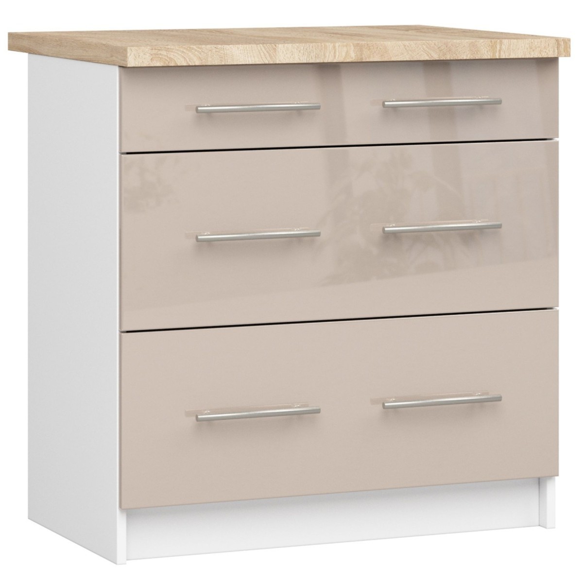 Kuchyňská skříňka Olivie 80 cm 3S bílá/cappuccino lesk