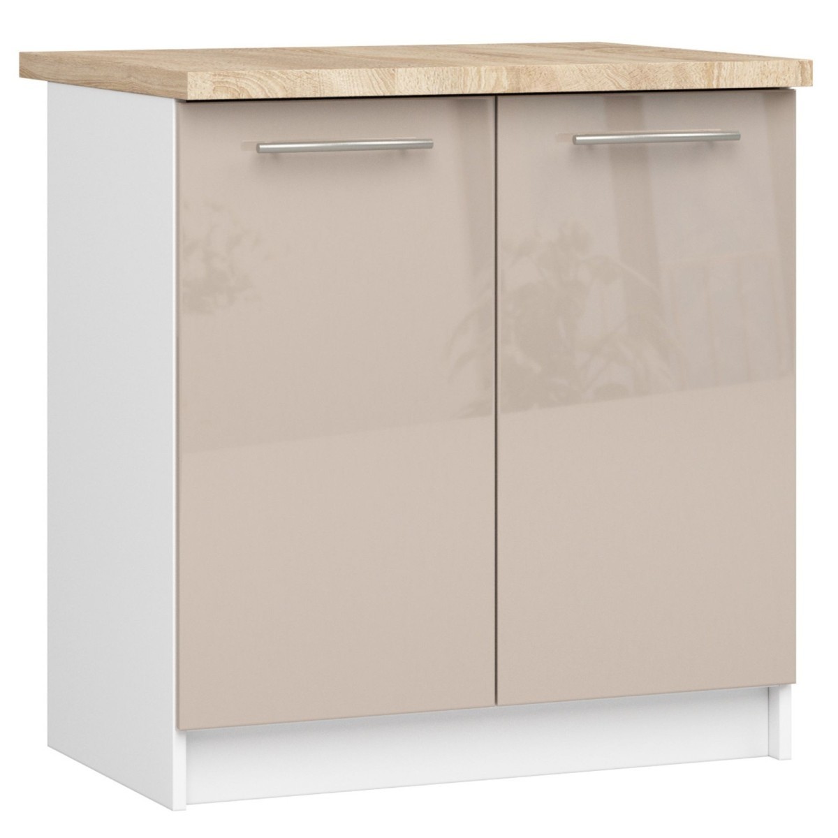 Kuchyňská skříňka Olivie S 80 cm 2D bílá/cappuccino lesk