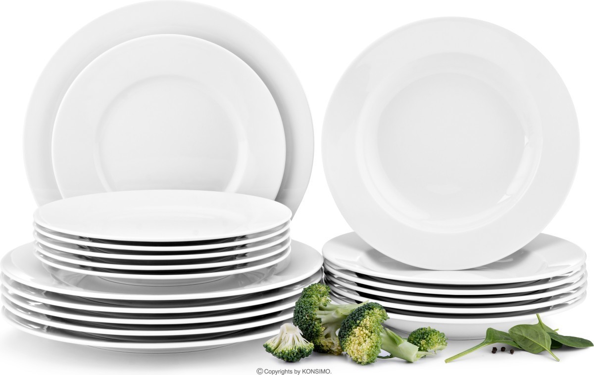 Porcelánový jídelní servis MUSCARI 18 ks/pro 6 osob bílý