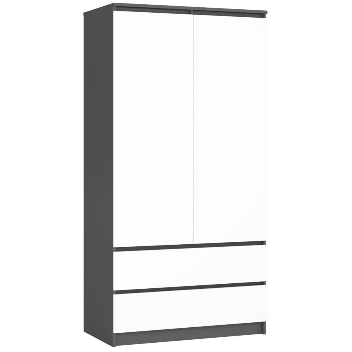 Šatní skříň CL S 90 cm 2 dveře 2 zásuvky grafitově šedá/bílá