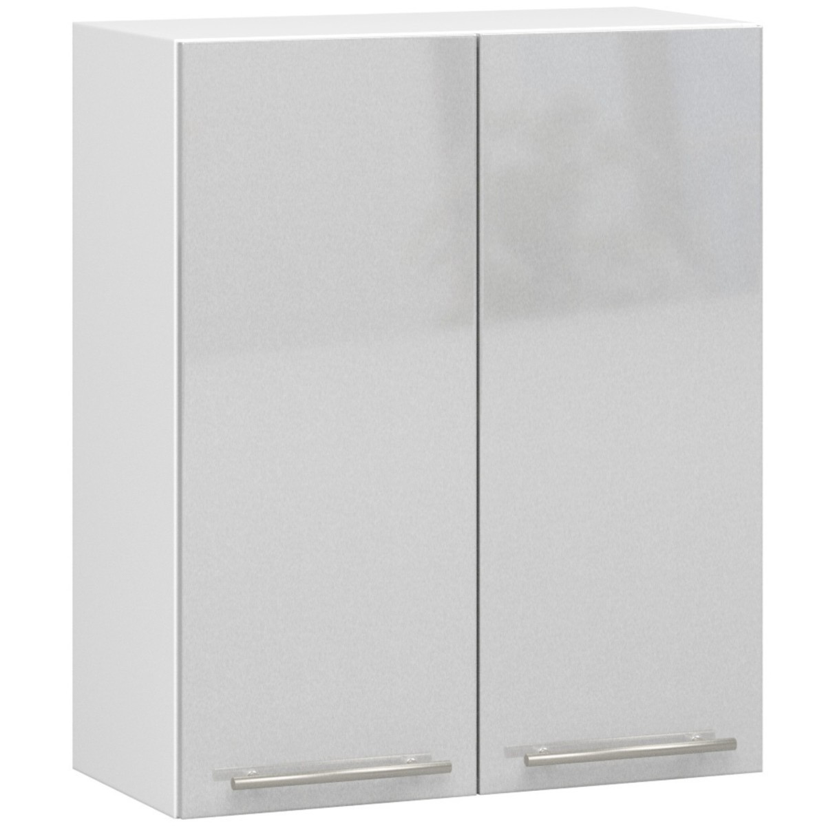 Závěsná kuchyňská skříňka Olivie W 60 cm bílá/metalický lesk