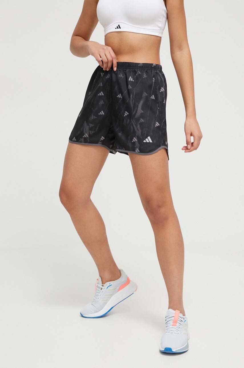 Bežecké šortky adidas Performance Run It čierna farba, vzorované, vysoký pás