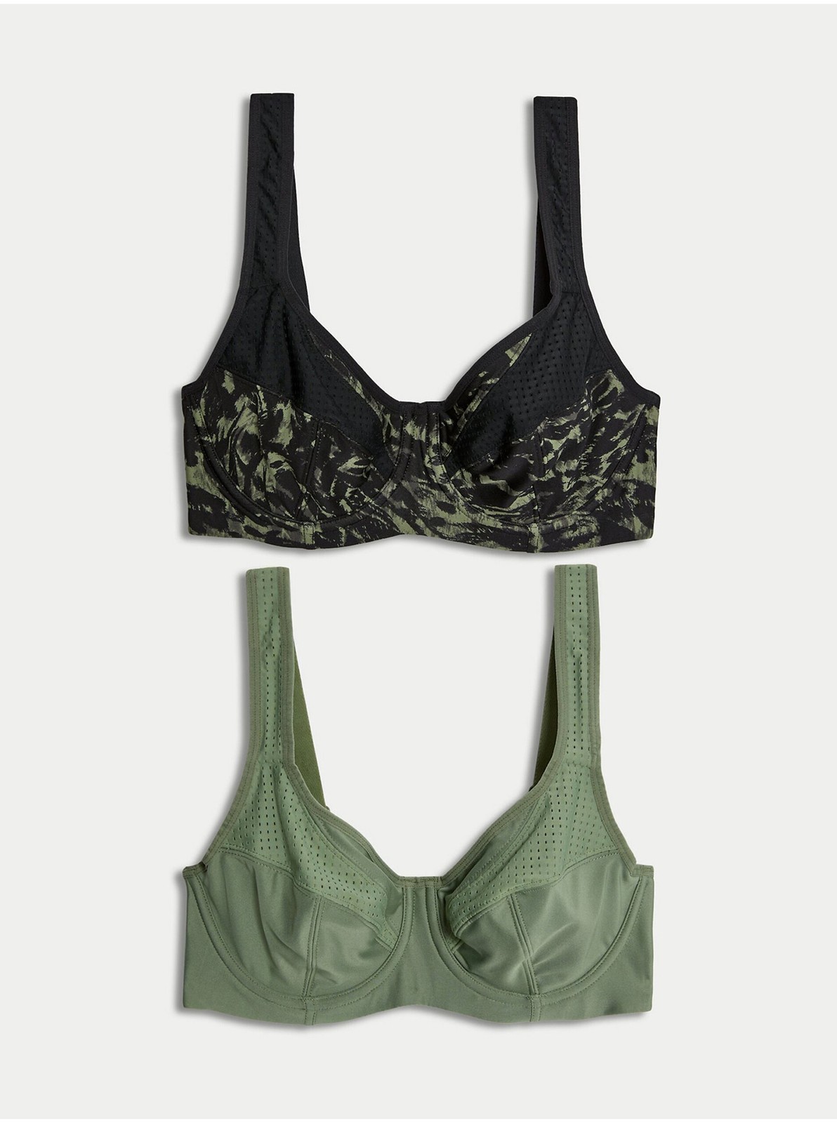 Sada dvoch dámskych športových podprseniek v čiernej a zelenej farbe Marks & Spencer