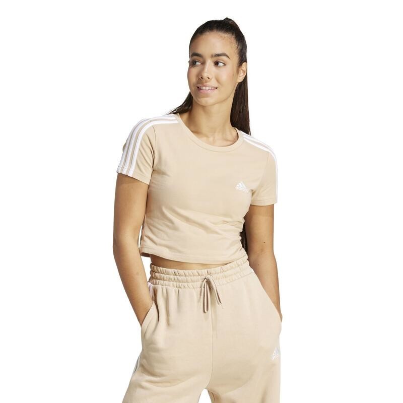 Dámske crop slim tričko na fitnes Soft Training béžové