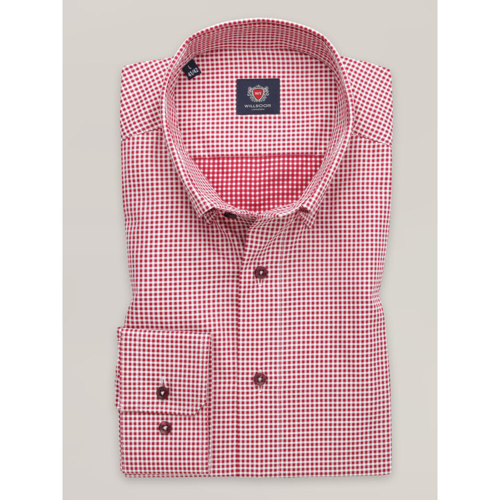 Pánska svetlomodrá károvaná košeľa slim fit s golierom button-down 16232