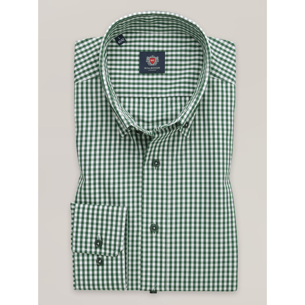 Výrazná zelená pánska slim fit košeľa s károvaným vzorom 16240