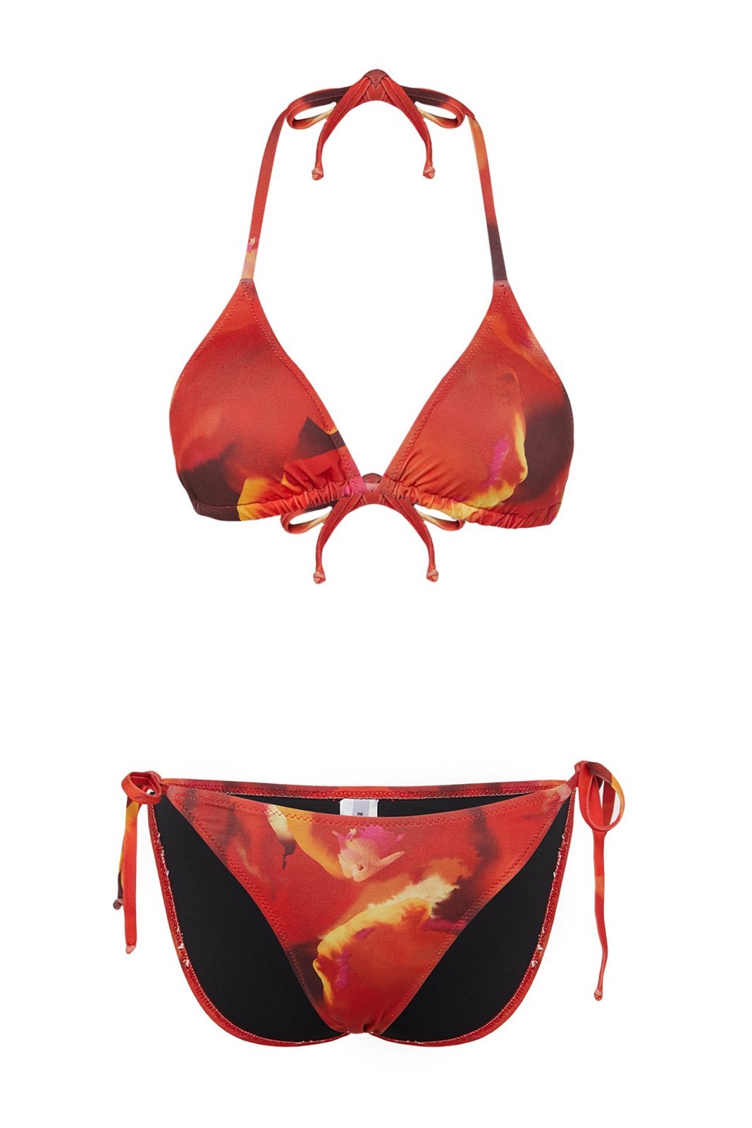 Trendyol Abstract Patterned Triangle Tie Bikini Set