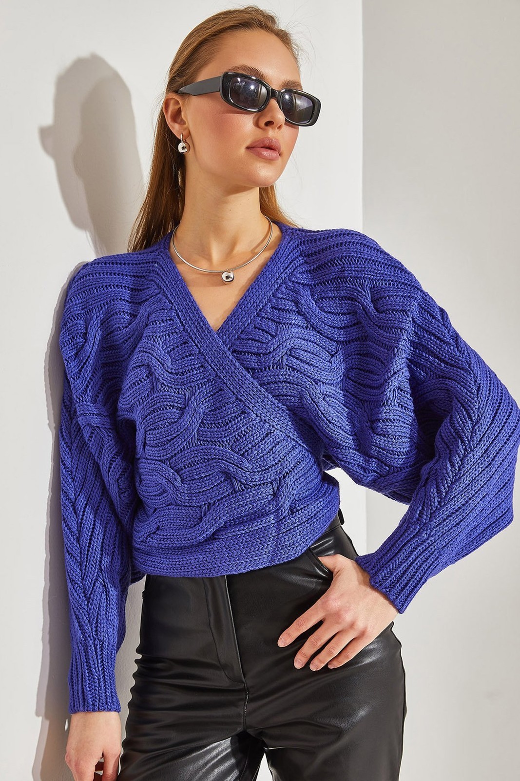 Bianco Lucci Women's Braided Tie Knitwear Cardigan