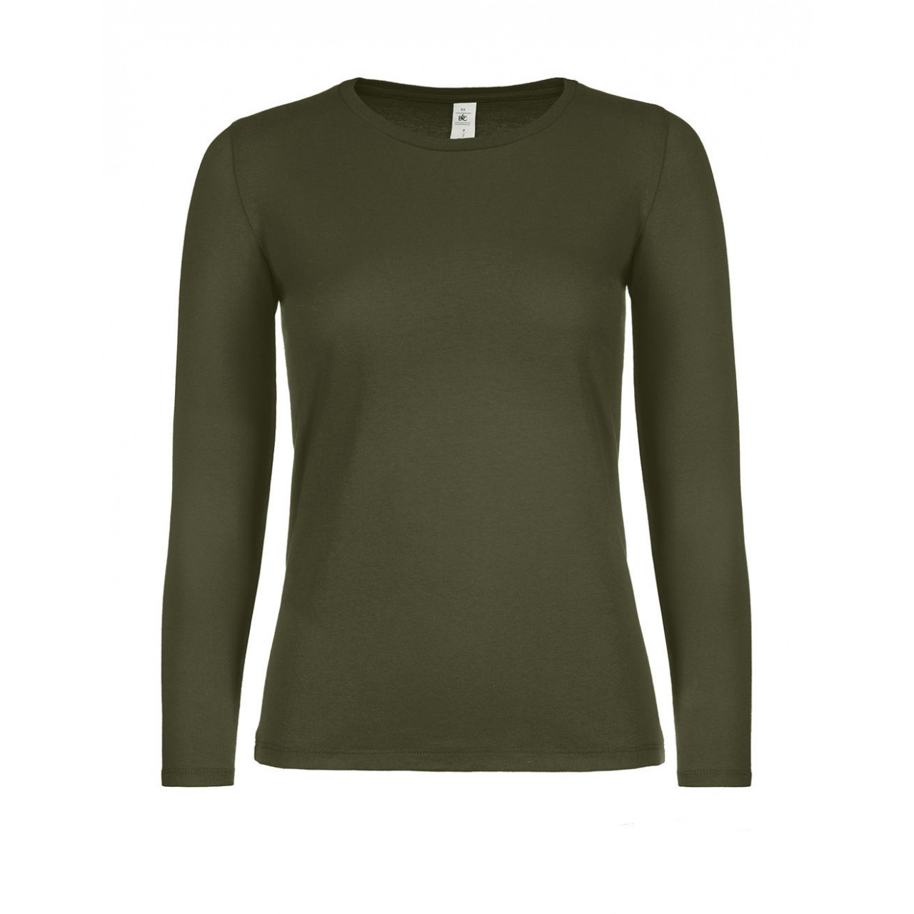 Tričko dámske B&C dlhý rukáv E150 - khaki, S
