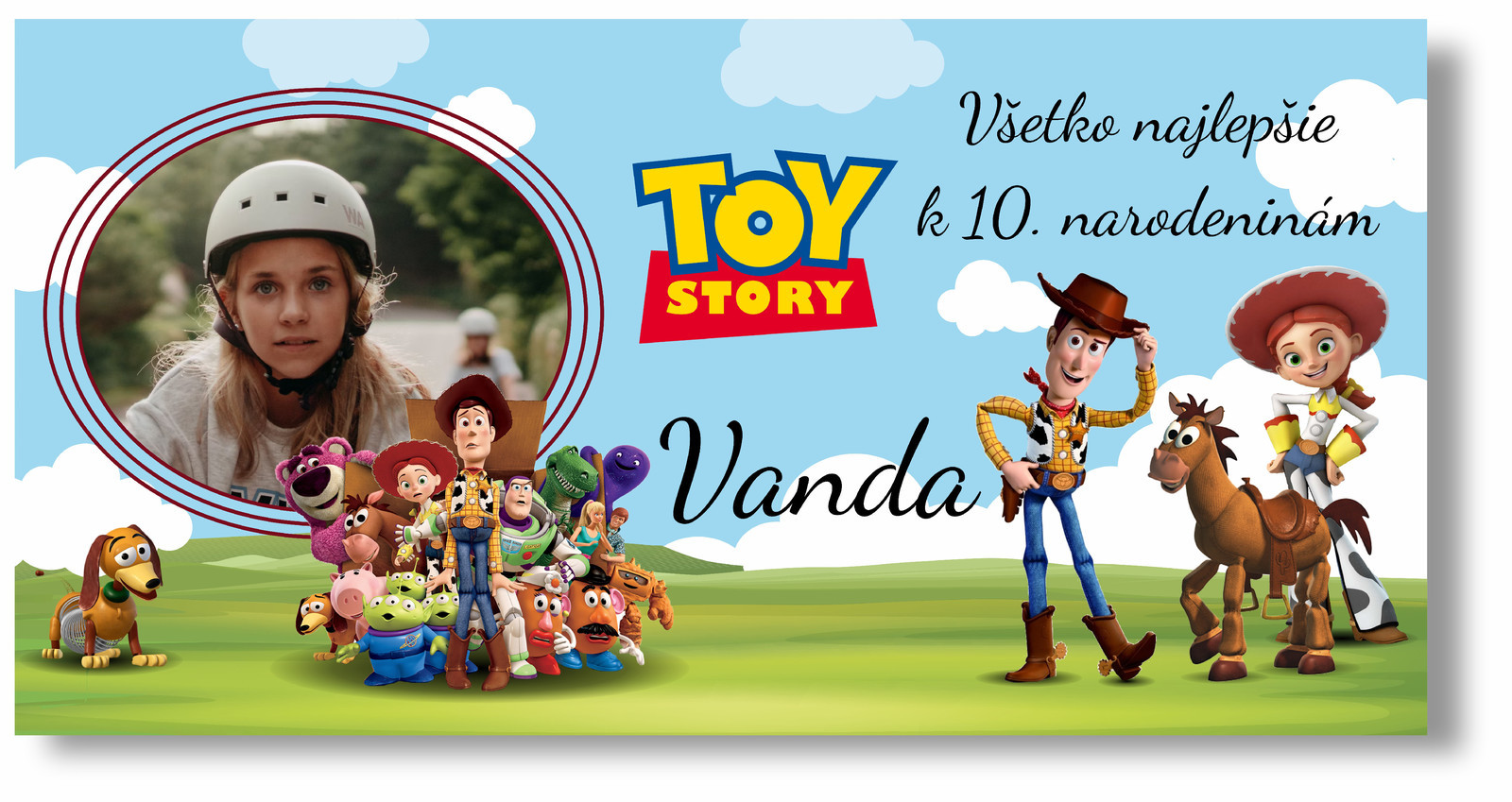 Personal Narodeninový banner s fotkou - Toy story Rozmer banner: 130 x 65 cm
