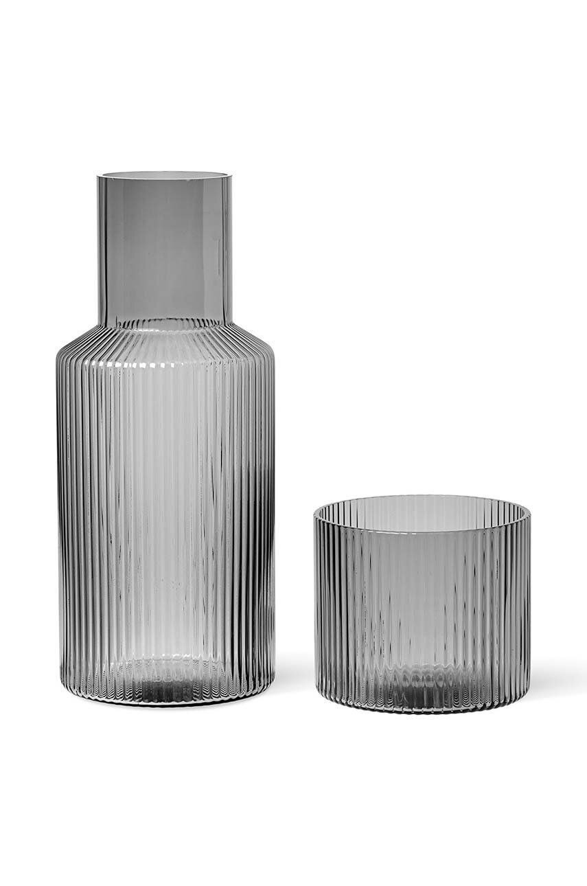 Karafa s pohárom ferm LIVING Ripple Small Carafe Set