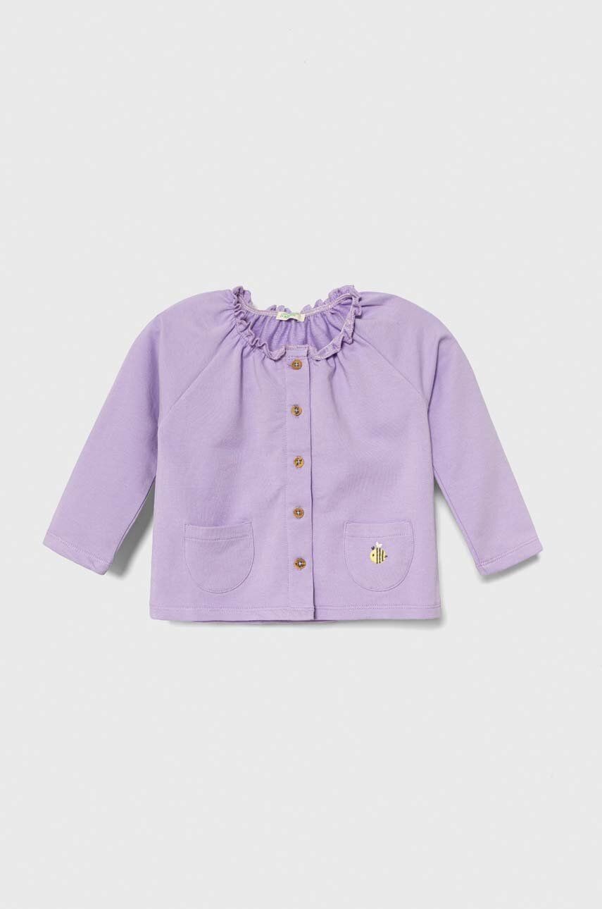 Mikina pre bábätká United Colors of Benetton fialová farba, jednofarebná