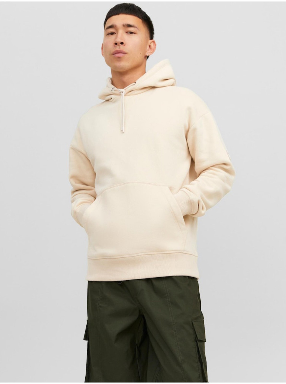 Béžová pánska mikina s kapucňou Jack & Jones Classic