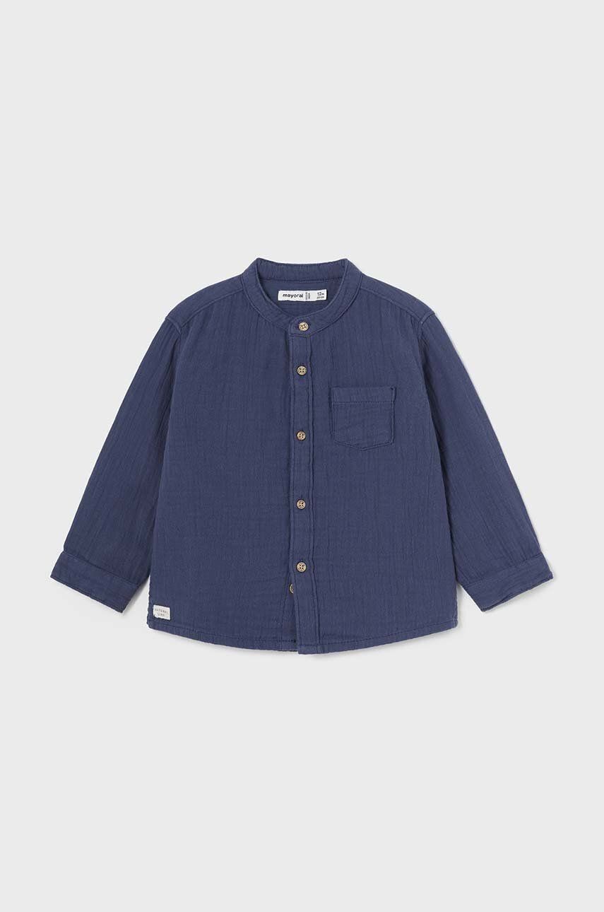 Bavlnená košeľa pre bábätká Mayoral tmavomodrá farba