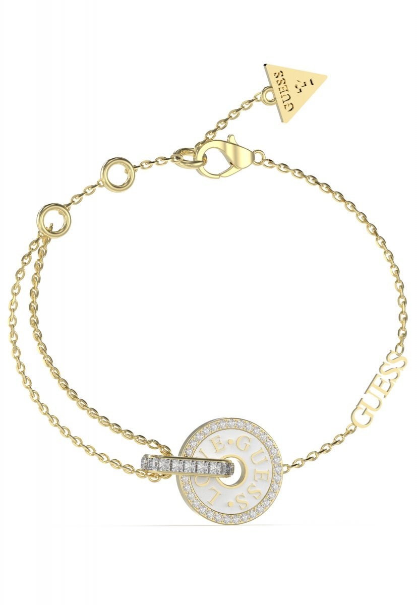 Guess Fashion pozlátený náramok so zirkónmi Love Guess JUBB04078JWYGWHS