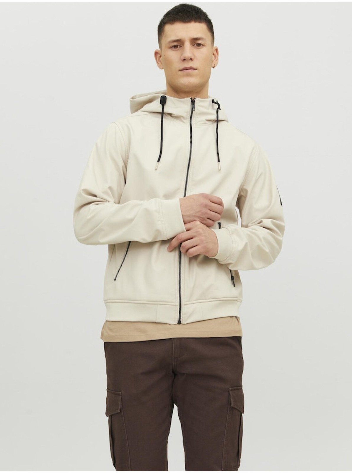 Béžová pánska softsehellová bunda Jack & Jones Basic
