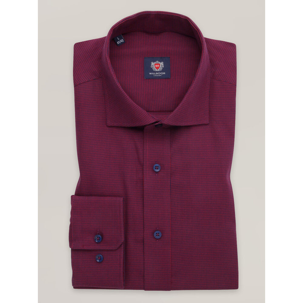 Pánska košeľa slim fit v bordovej farbe s jemným pepito vzorom 16250