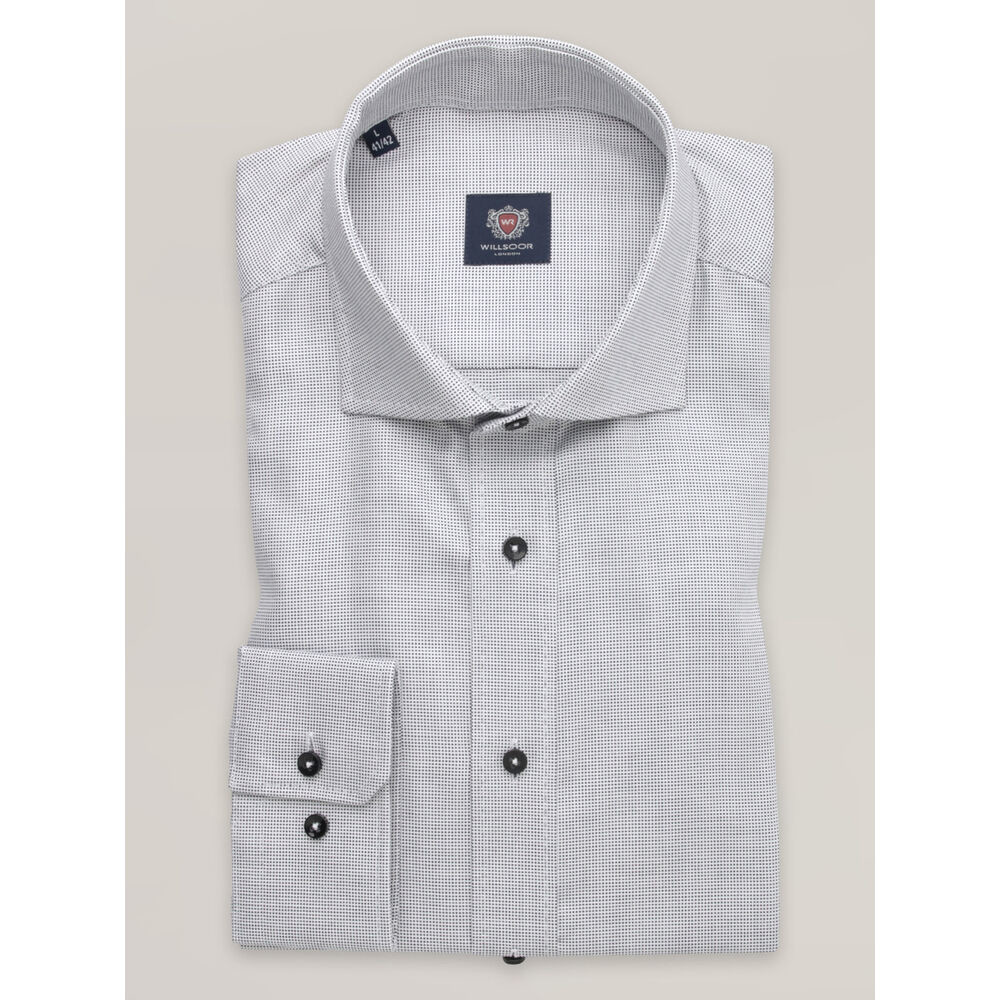 Pánska košeľa slim fit svetlosivá s malými kockami 16254