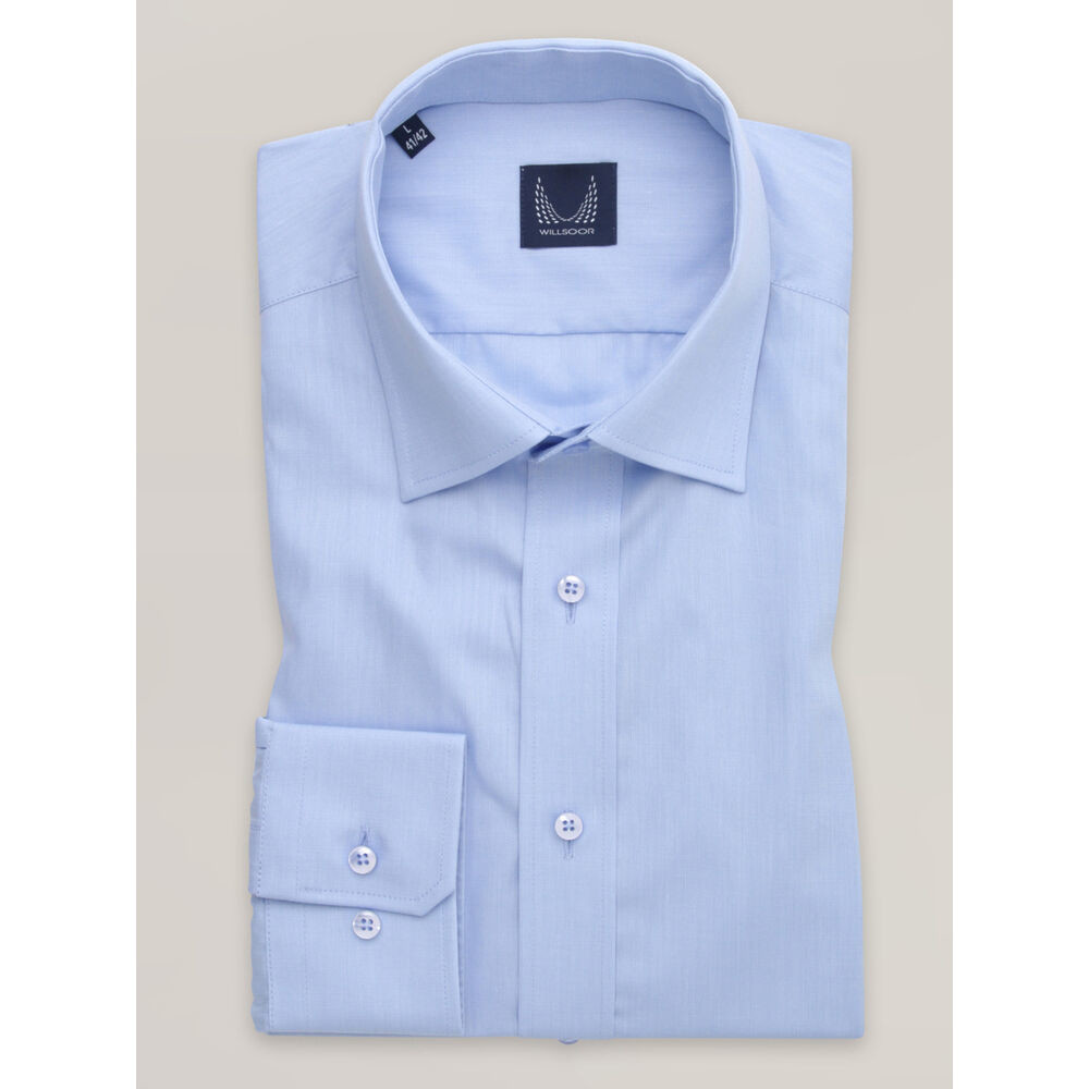 Pánska modrá košeľa slim fit s hladkým vzorom 16256