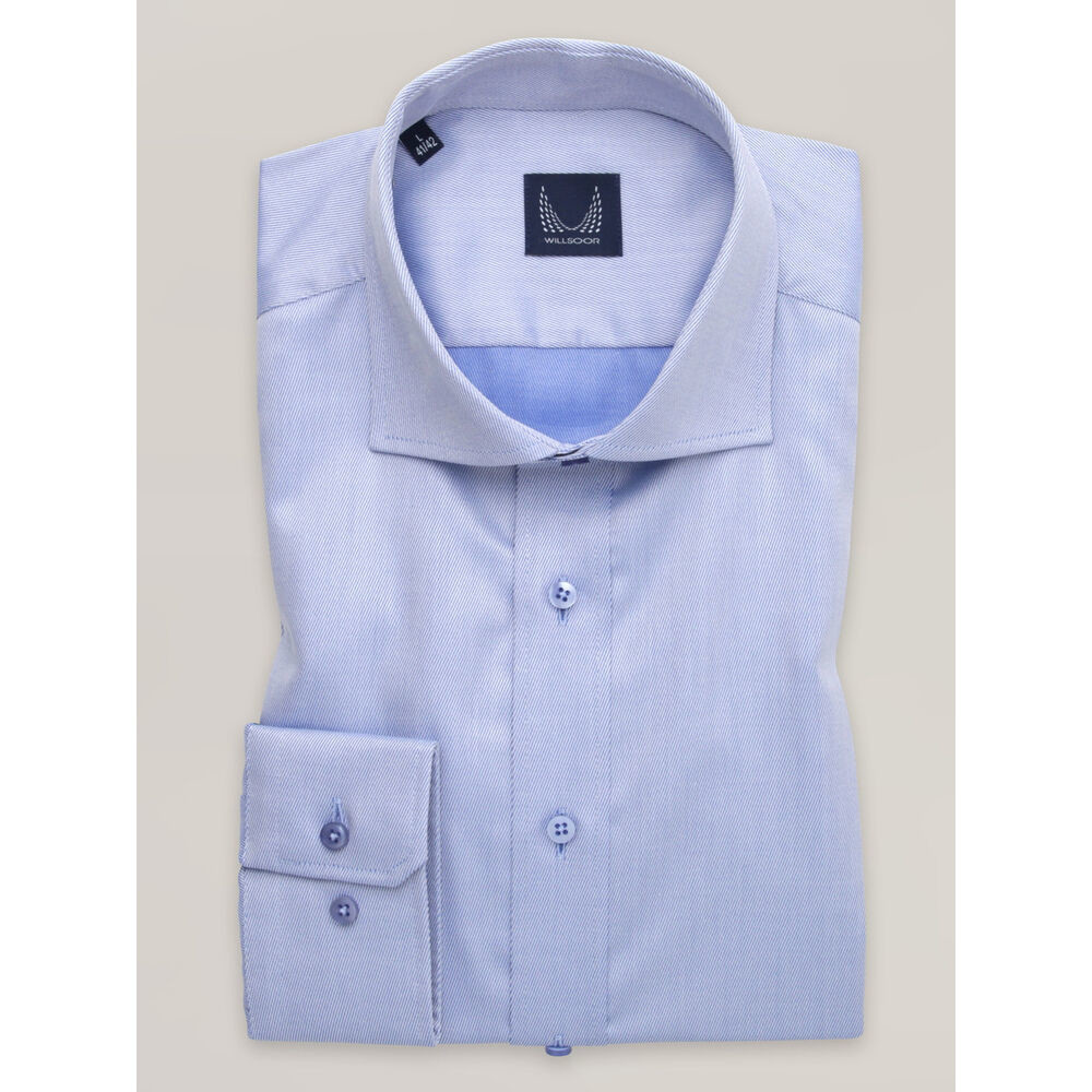 Nadčasová svetlomodrá košeľa slim fit s diagonálnym prúžkom 16501