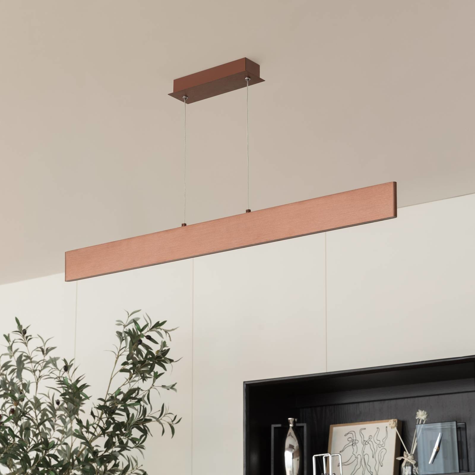 Lindby Tinkodara LED závesné svetlo, jedáleň hnedá