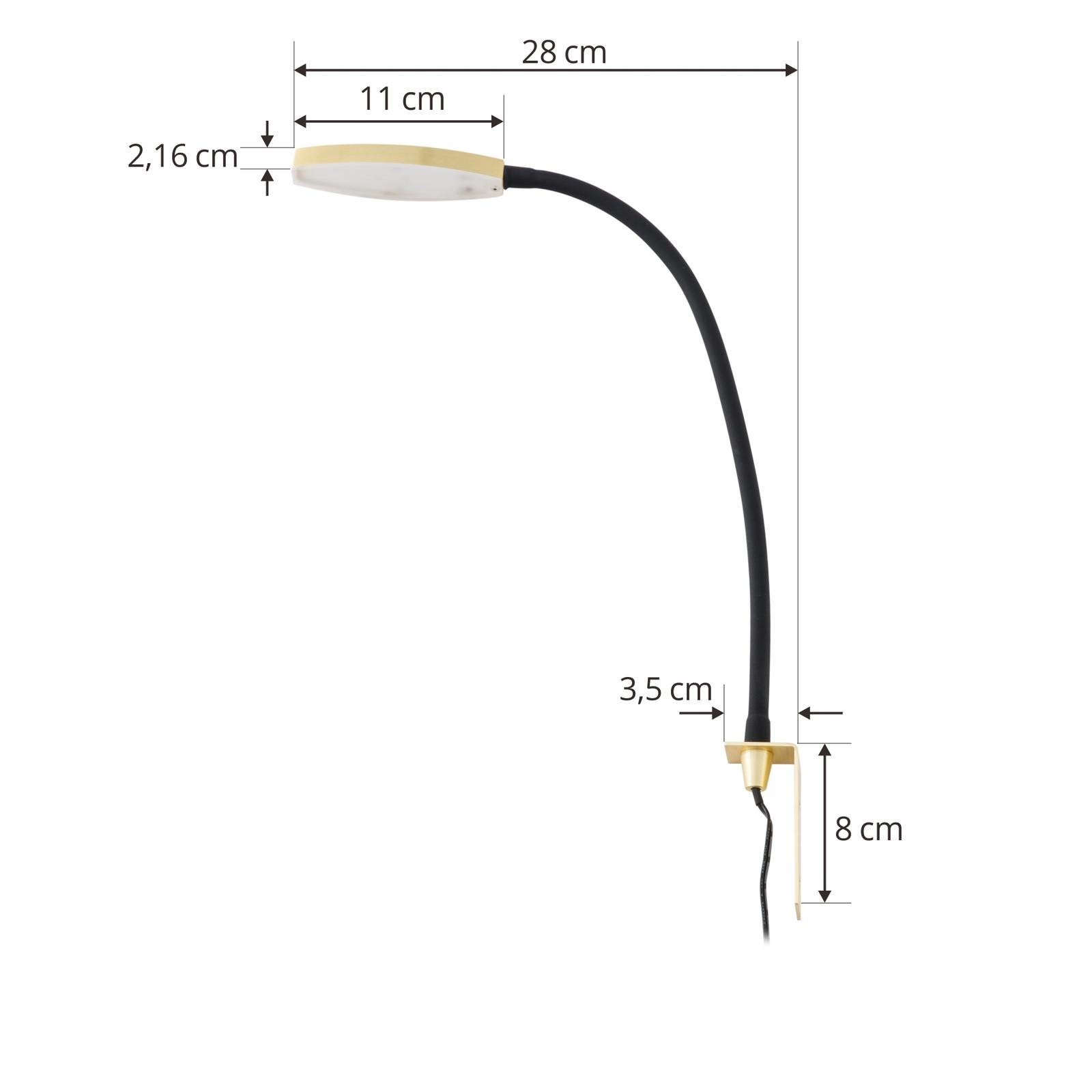 Lindby Flexola LED lampa na čítanie, zlatá okrúhla