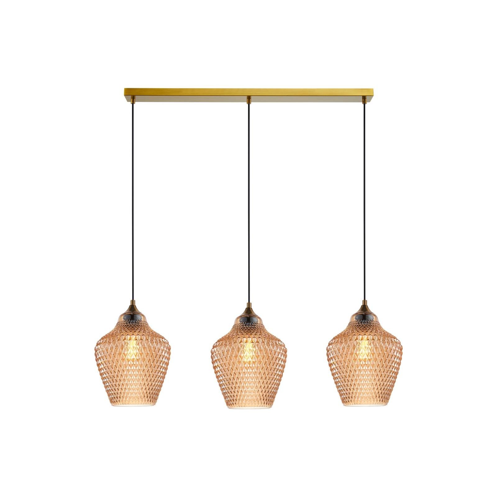 Lindby Drakar svietidlo 3-pl. jantárová, Ø 22 cm