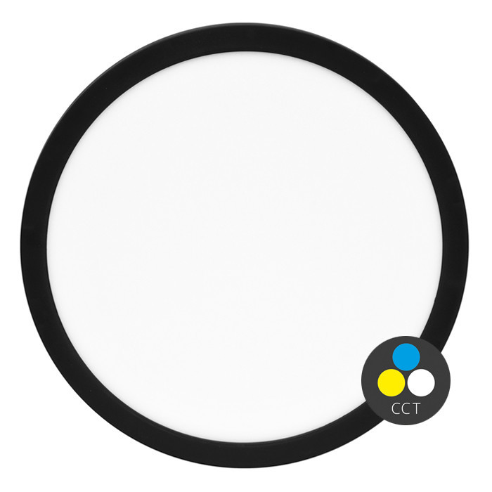Ecolite Čierny vstavaný LED panel okrúhly 330mm 12-24W CCT WPCB2-24W/CR
