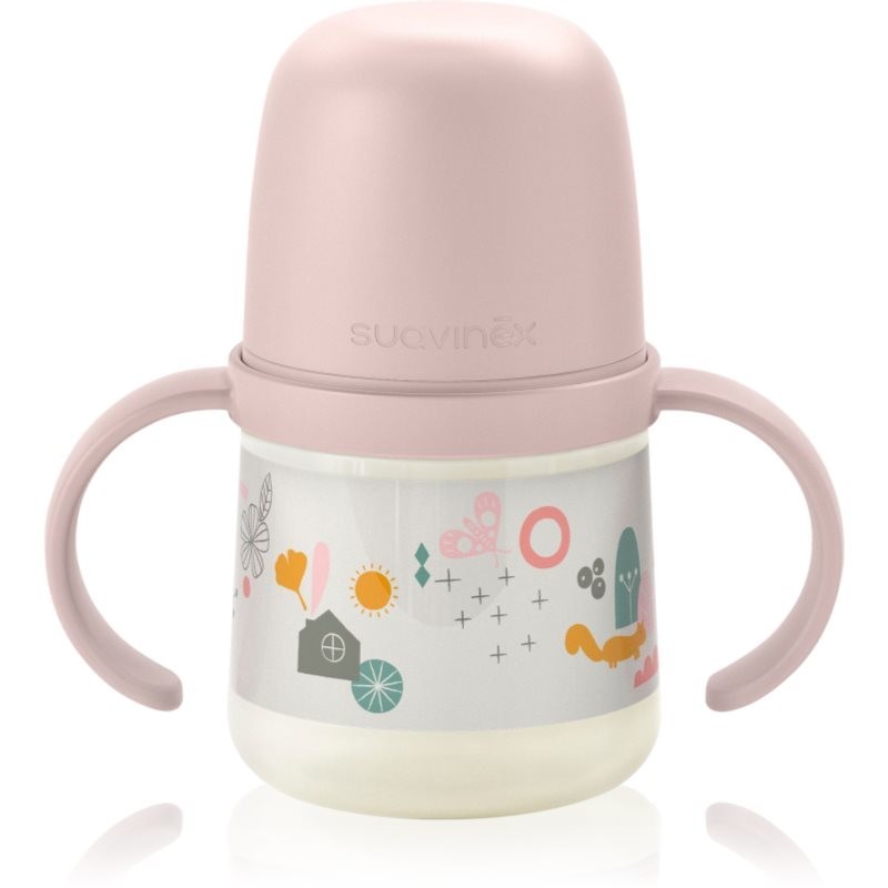 Suavinex Walk First detská fľaša s držadlami 6 m+ Pink 150 ml