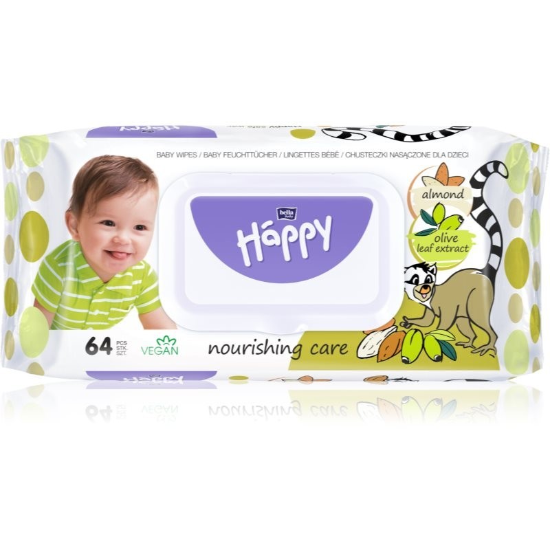 BELLA Baby Happy Almond and Olive Leaf vlhčené čistiace obrúsky pre deti 64 ks
