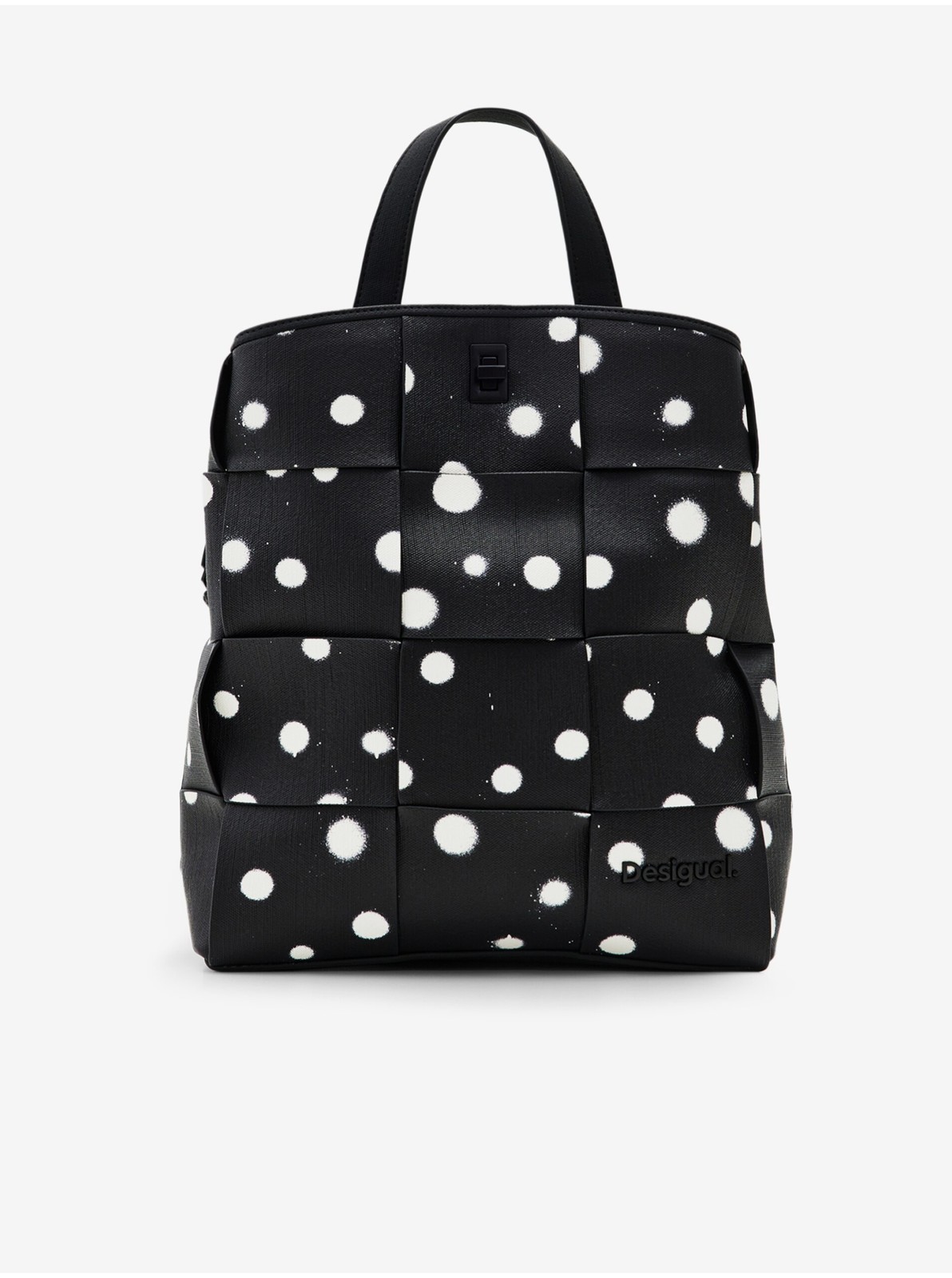 Bielo-čierny dámsky vzorovaný batoh Desigual New Splatter Sumy Mini
