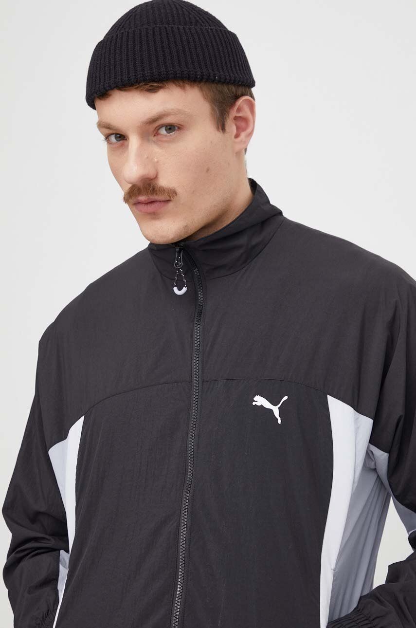 Bunda Puma pánska, čierna farba, prechodná, oversize