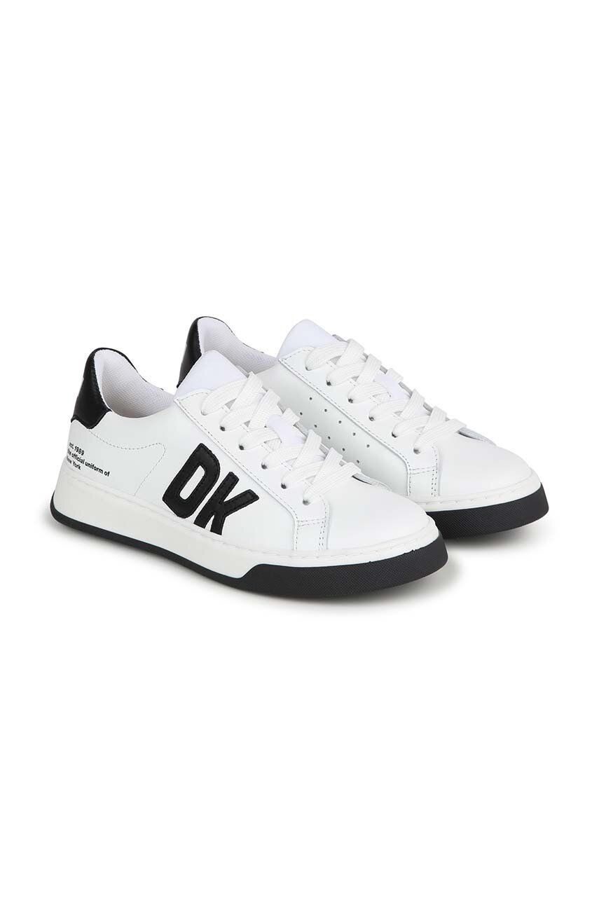 Detské kožené tenisky Dkny biela farba