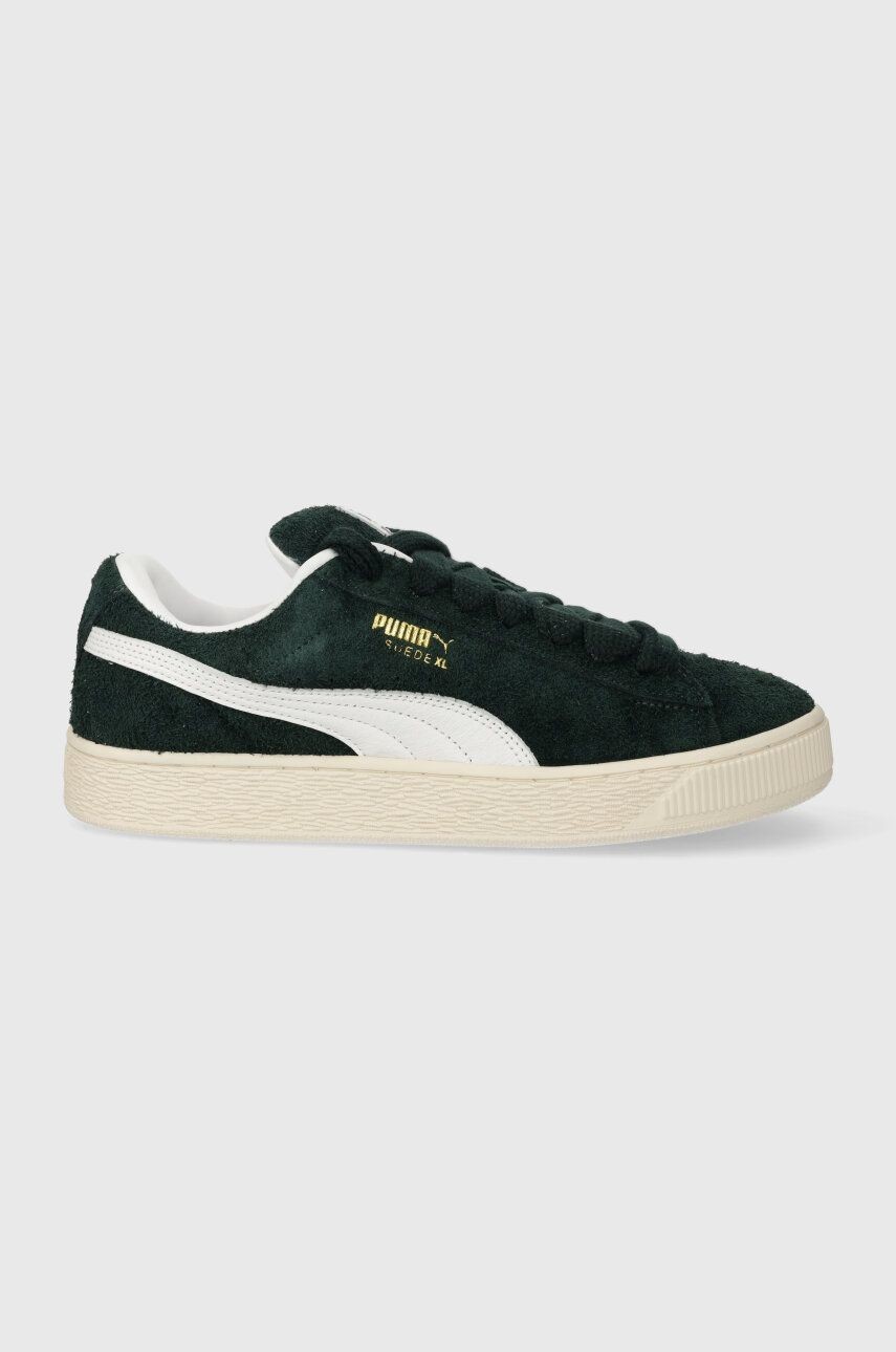 Kožené tenisky Puma Suede XL Hairy zelená farba