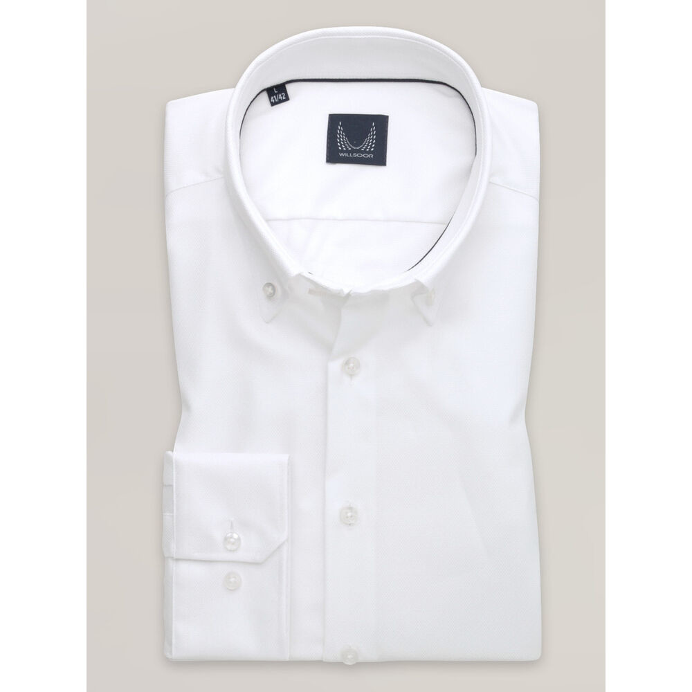 Pánska košeľa slim fit biela s golierom na gombíky 16517