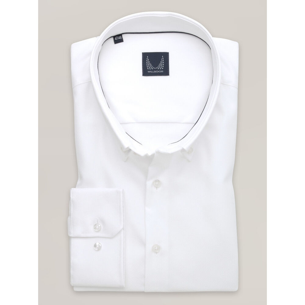 Pánska klasická košeľa biela s hladkým vzorom 16519