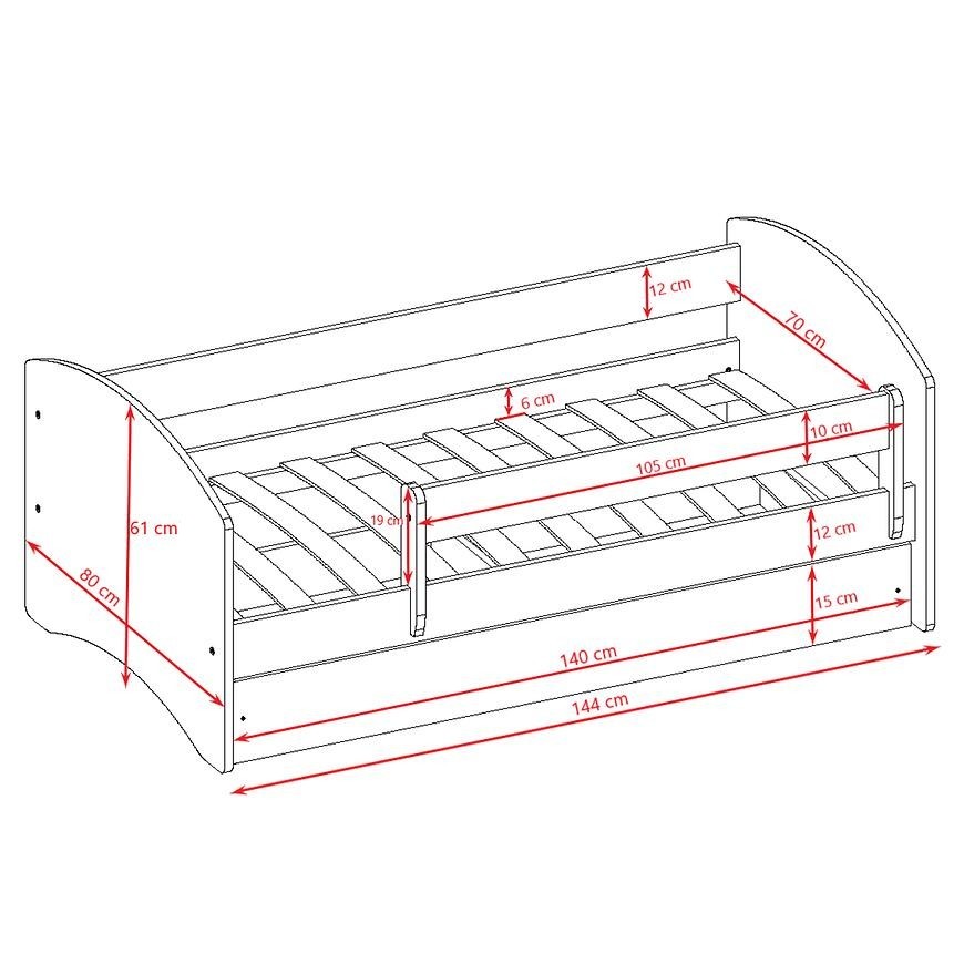 Detská Posteľ. Babydreams+Sz+M Modrá 70x140 Auto