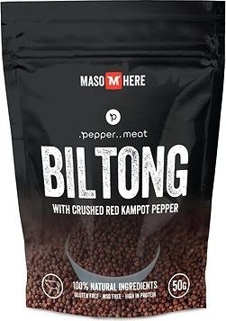 Maso Here, hovädzí biltong s kampotským čiernym korením 50 g