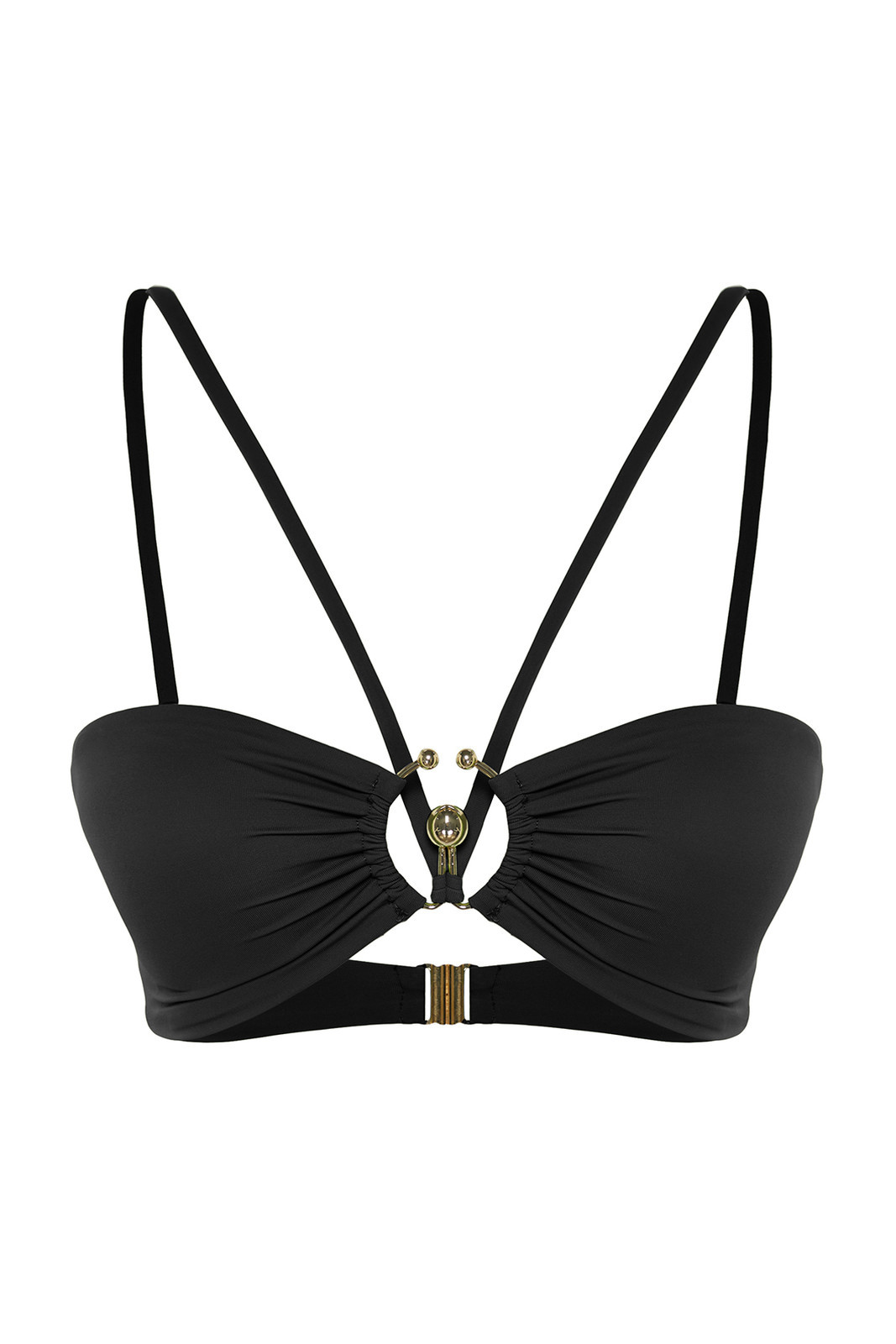 Trendyol Black Strapless Accessorized Bikini Top