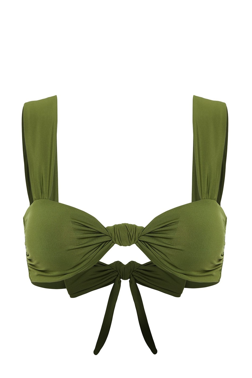 Trendyol Khaki Bralette Knotted Bikini Top