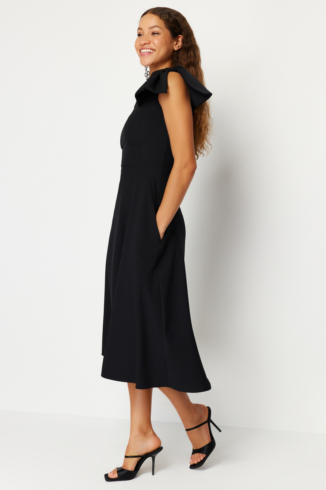 Trendyol Black Bow Detailed Wedding/Wedding Elegant Evening Dress