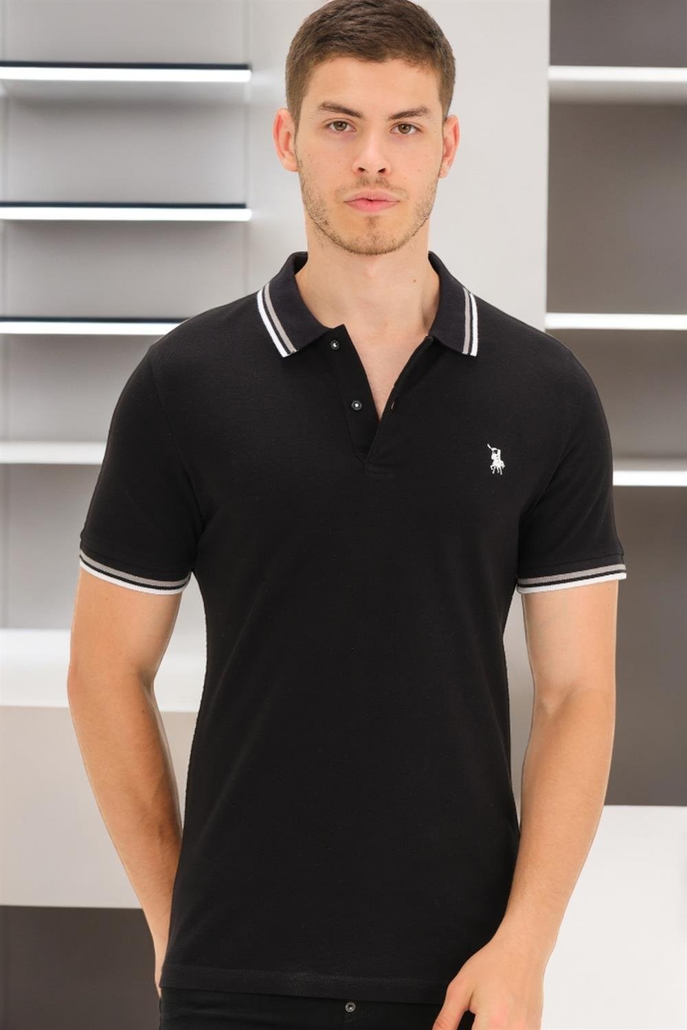 T8594 DEWBERRY MEN'S T-SHIRT-LIGHT BLACK