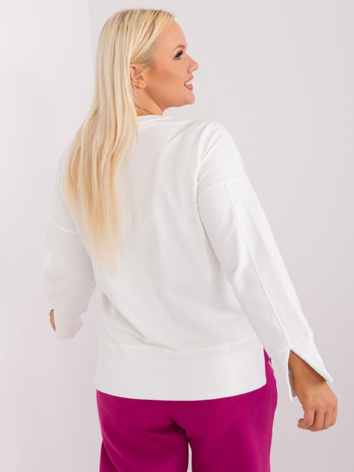 Ecru Plus Size Round Neck Sweatshirt