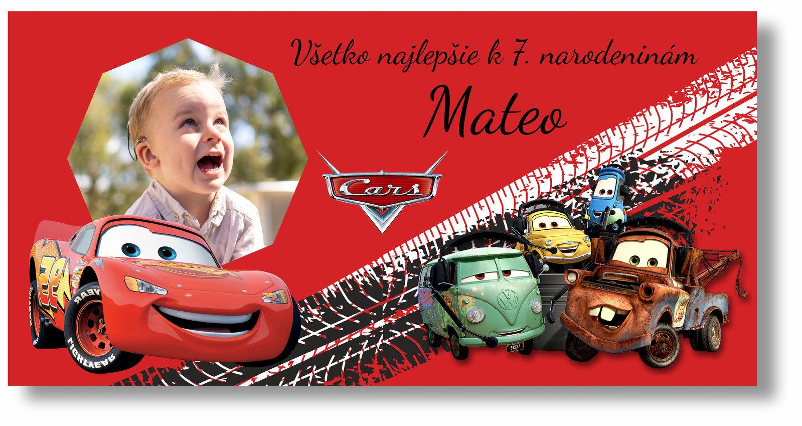 Personal Narodeninový banner s fotkou - Autá Rozmer banner: 130 x 65 cm