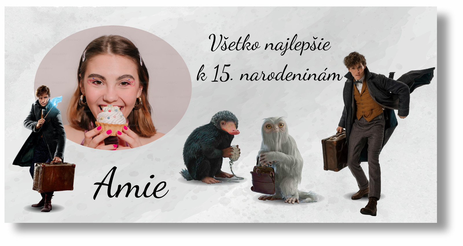 Personal Narodeninový banner s fotkou - Fantastické zvery Rozmer banner: 130 x 65 cm
