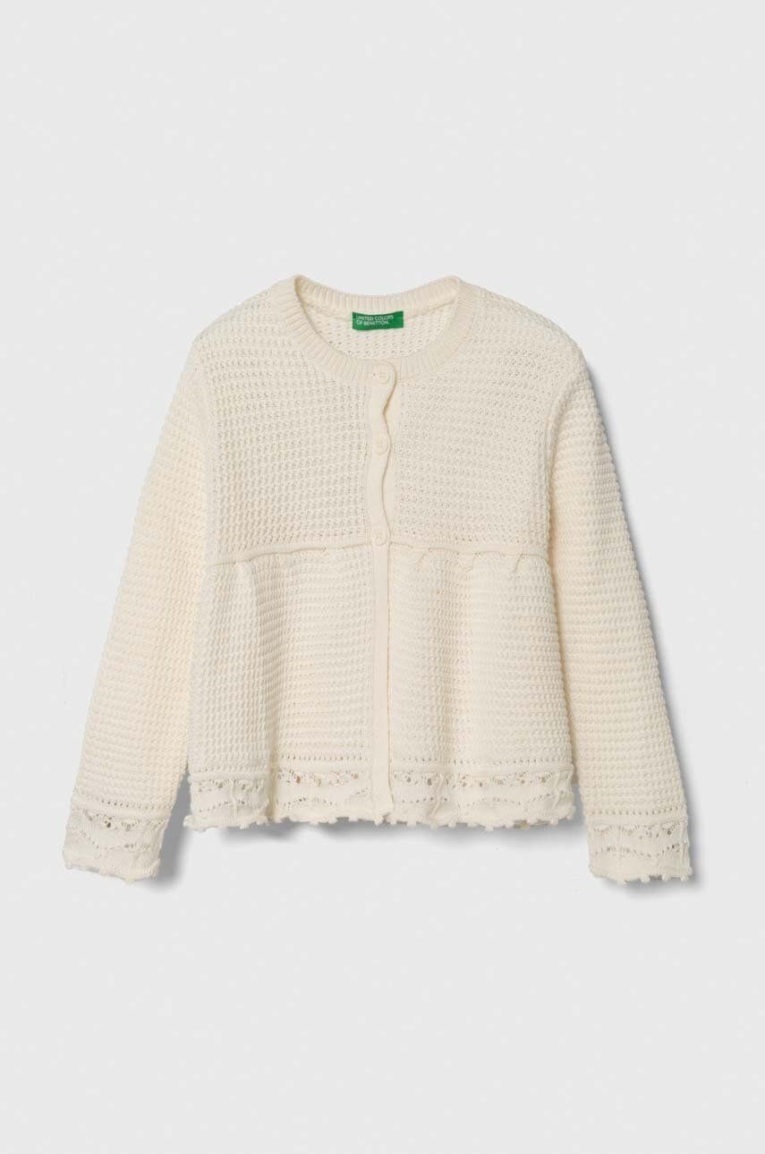 Detský bavlnený kardigan United Colors of Benetton béžová farba