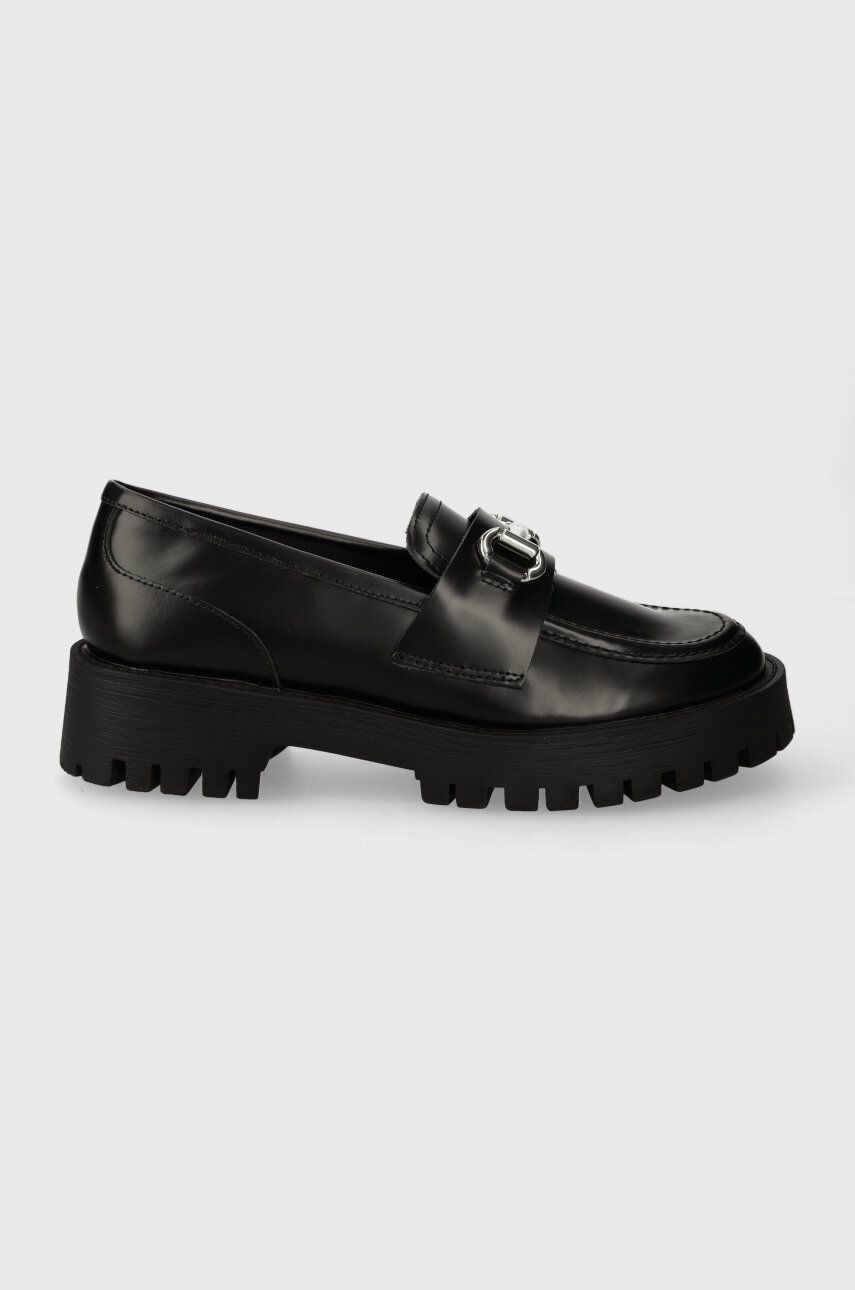 Kožené mokasíny Steve Madden Lando-CN dámske, čierna farba, na platforme, SM11002936
