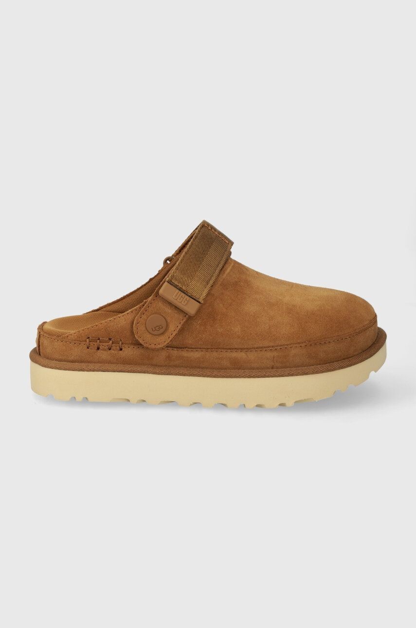 Semišové papuče UGG Goldenstar Clog hnedá farba, 1138252