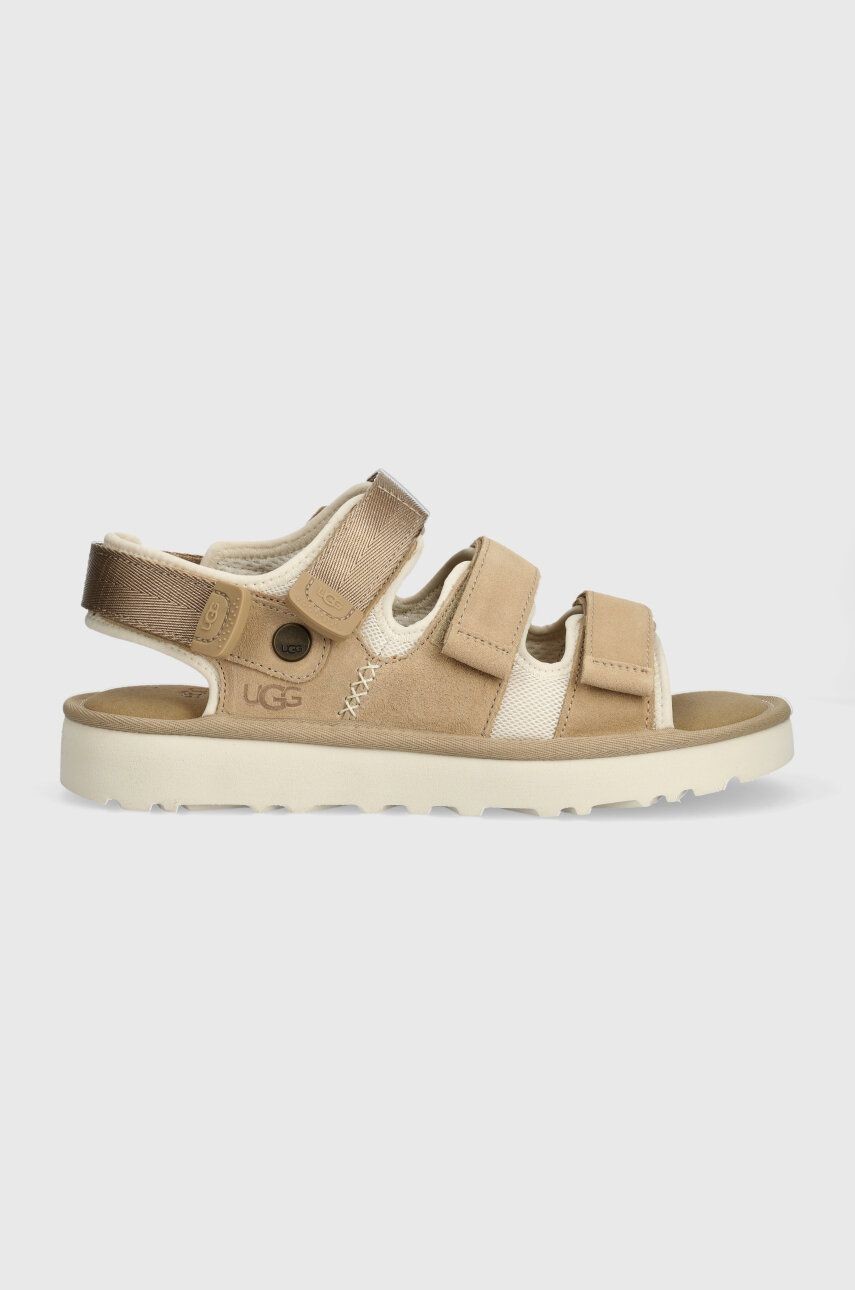 Semišové sandále UGG Goldencoast Multistrap pánske, béžová farba, 1153095